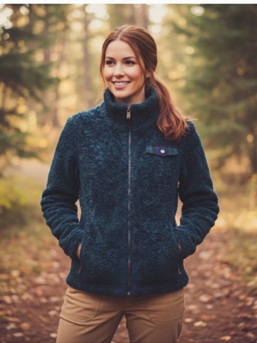 Pendleton Deep Teal Teddy Sherpa Zip-Up Jacket